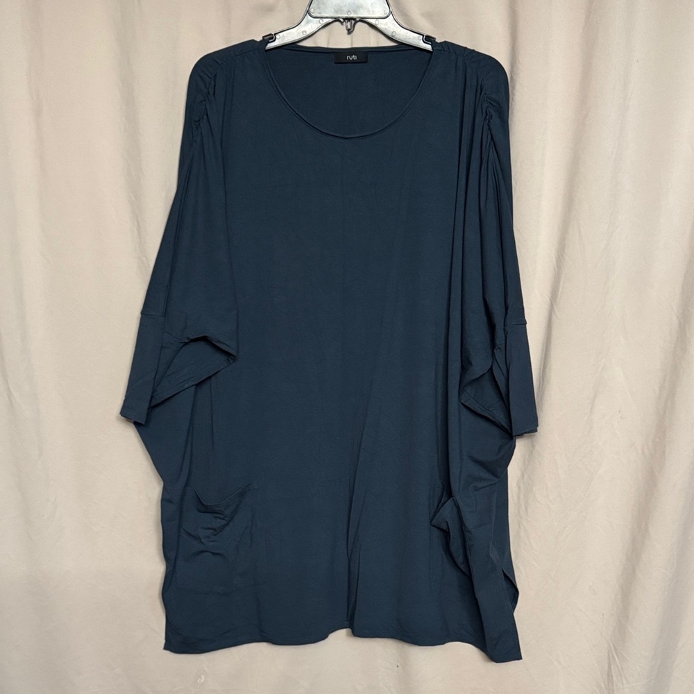 Ruti Oversized Tunic Top, Size OS, Color Navy Teal